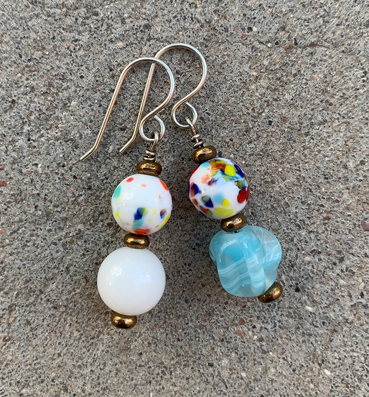 Necklace Set | Back-to-the-60s design using mid-century beads in aqua, coral, white