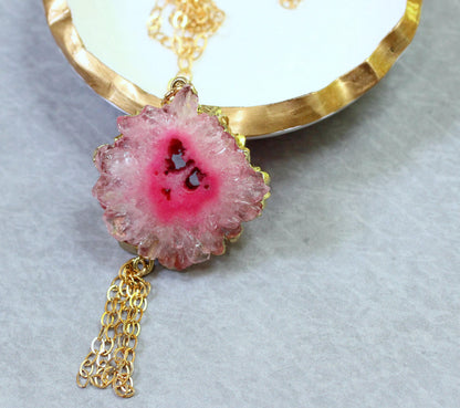 Raw Stone Solar Quartz Necklace