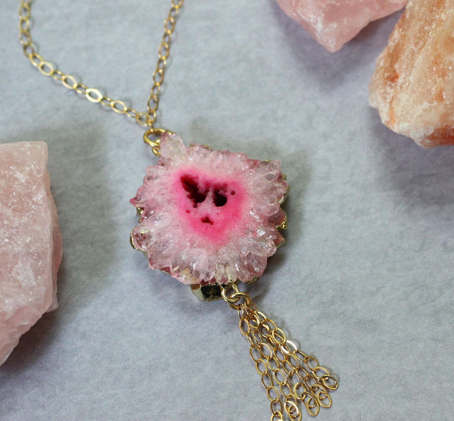 Raw Stone Solar Quartz Necklace