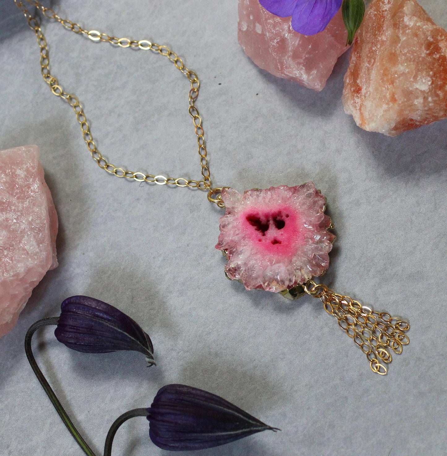 Raw Stone Solar Quartz Necklace