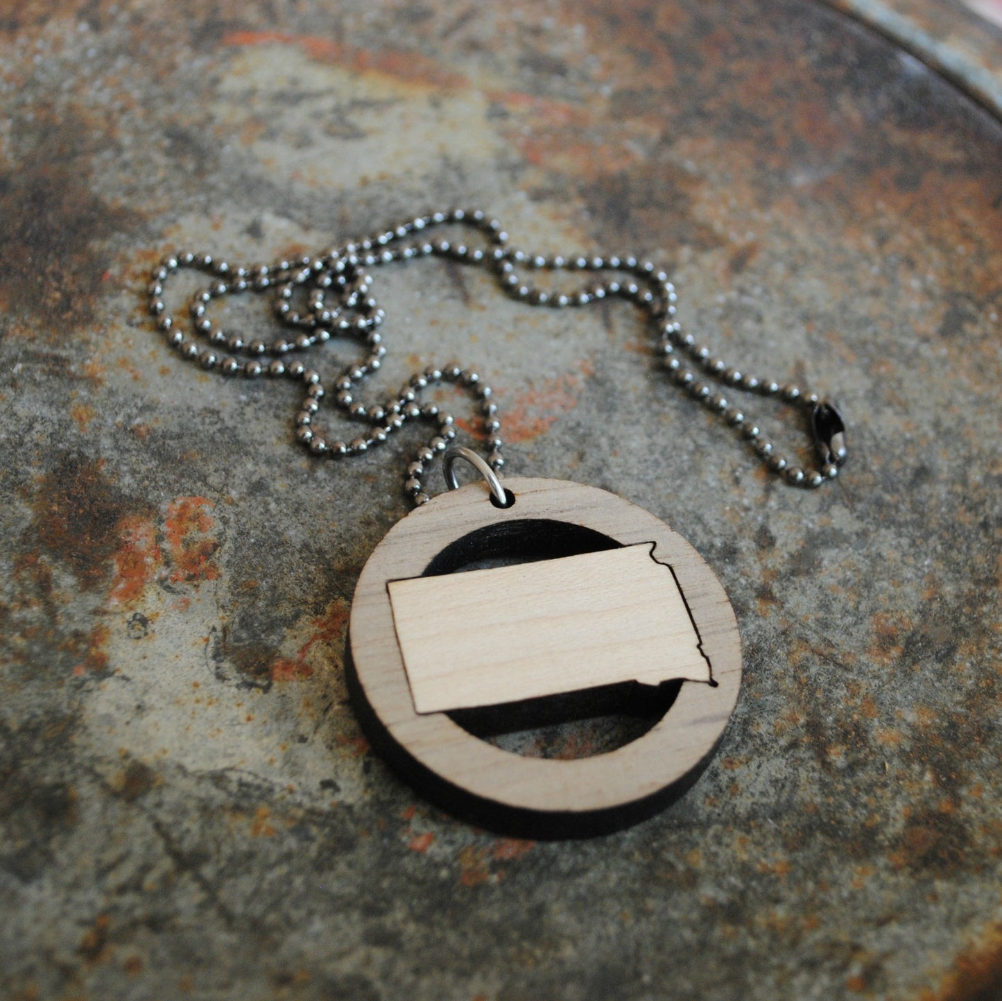 Wooden South Dakota State Necklace