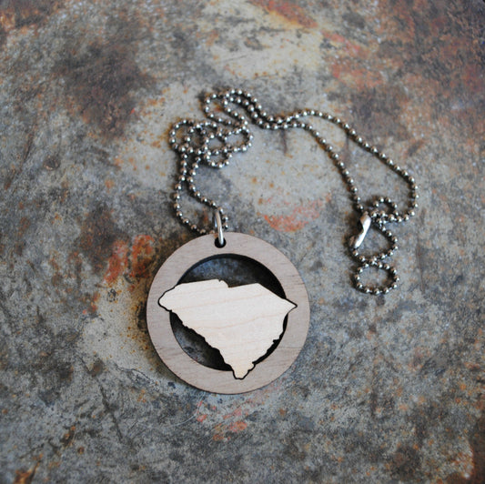 Wooden South Carolina State Necklace