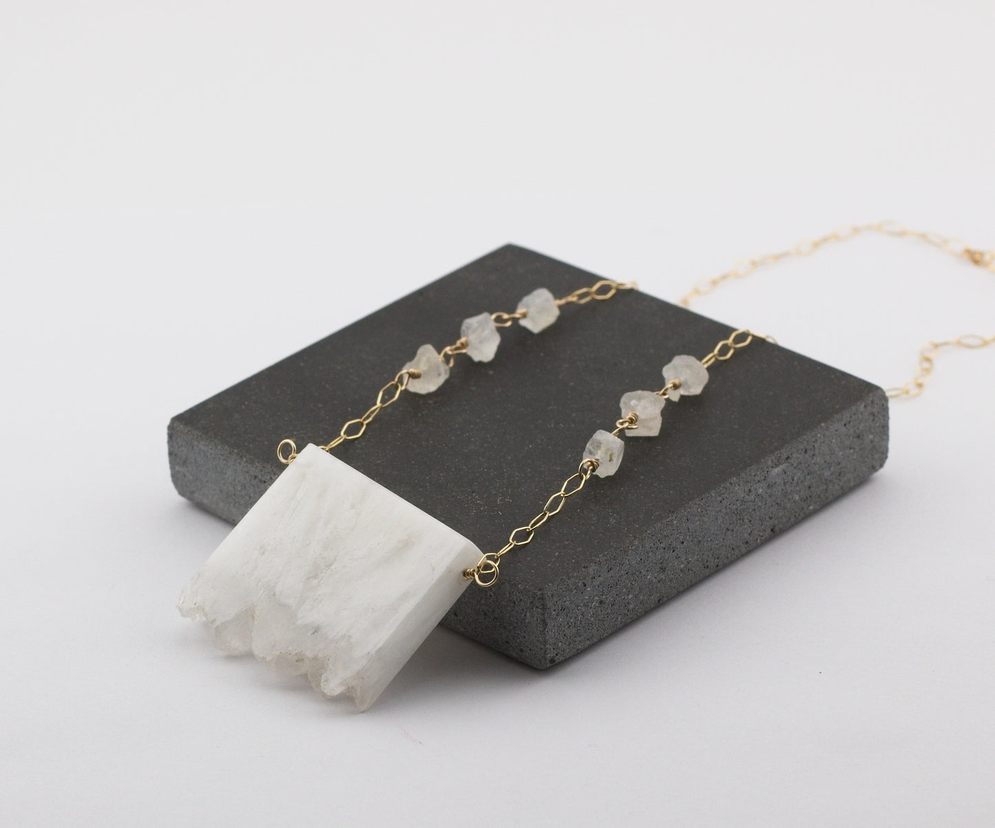 White Raw Crystal Necklace