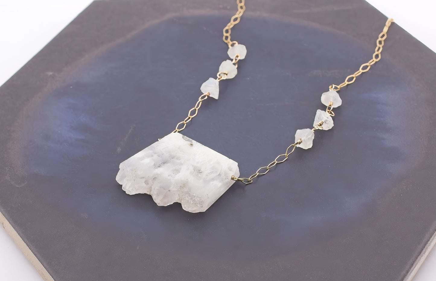 White Raw Crystal Necklace