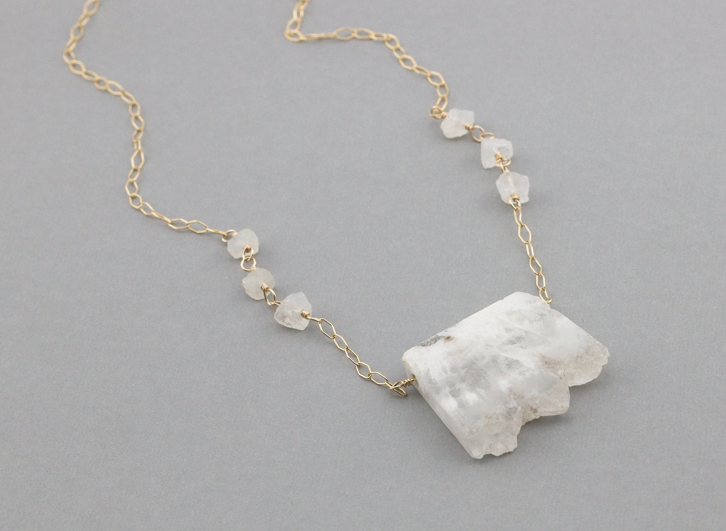 White Raw Crystal Necklace