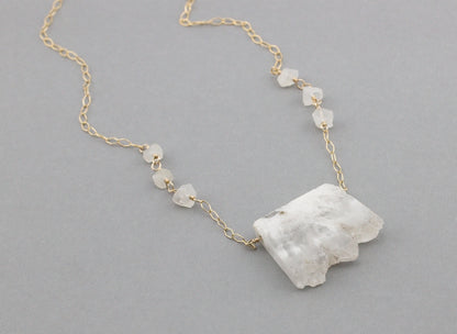 White Raw Crystal Necklace