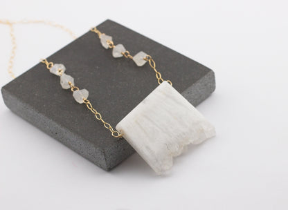 White Raw Crystal Necklace