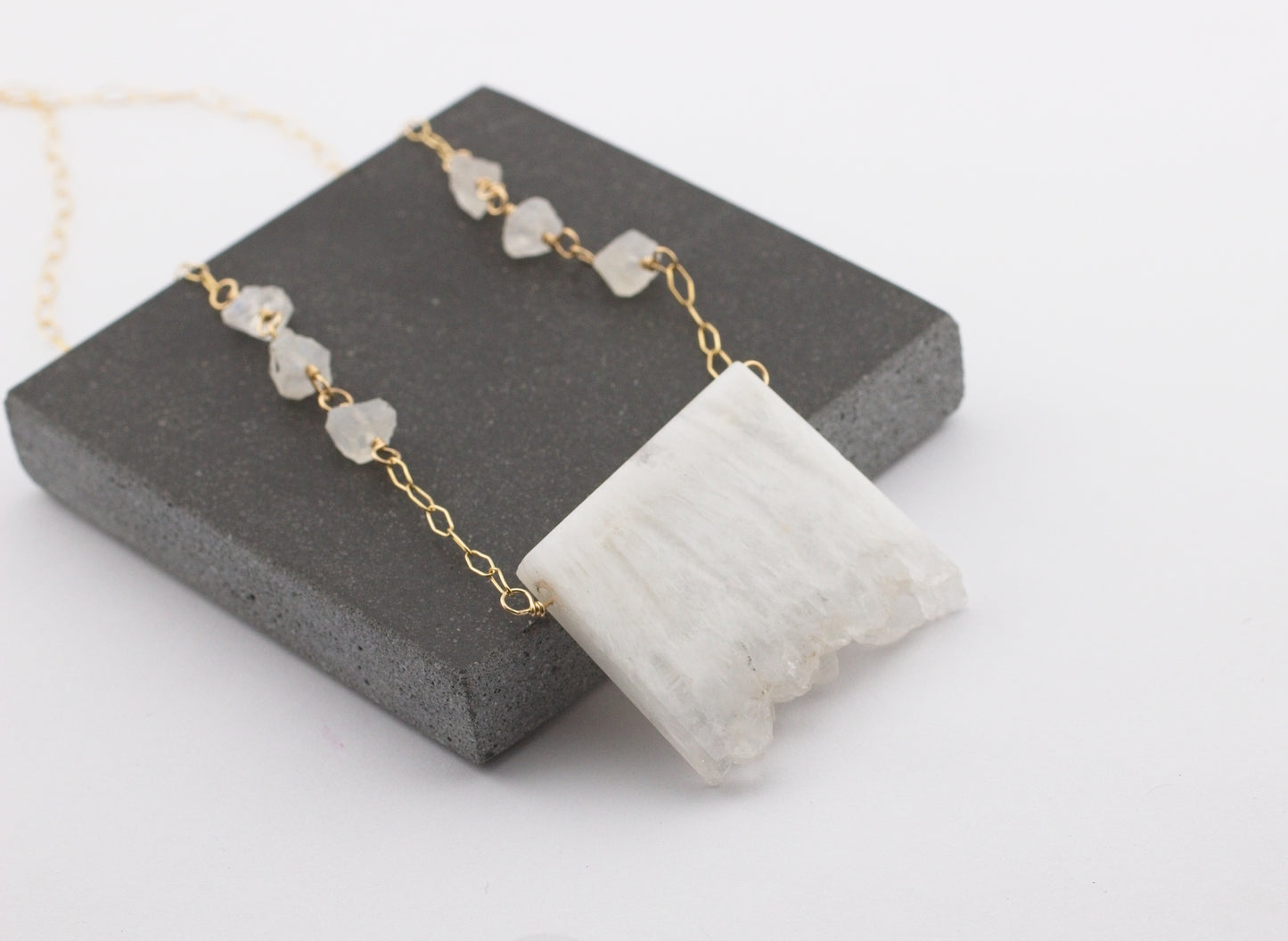 White Raw Crystal Necklace