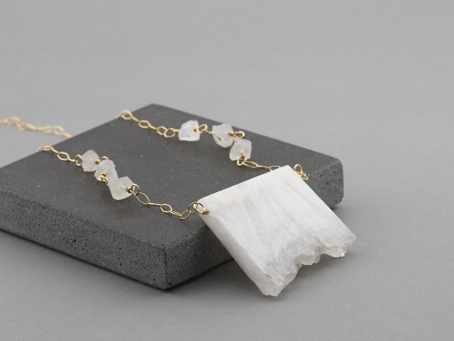 White Raw Crystal Necklace
