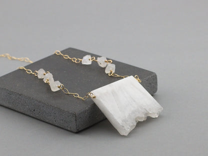 White Raw Crystal Necklace