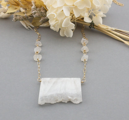 White Raw Crystal Necklace