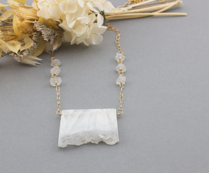 White Raw Crystal Necklace