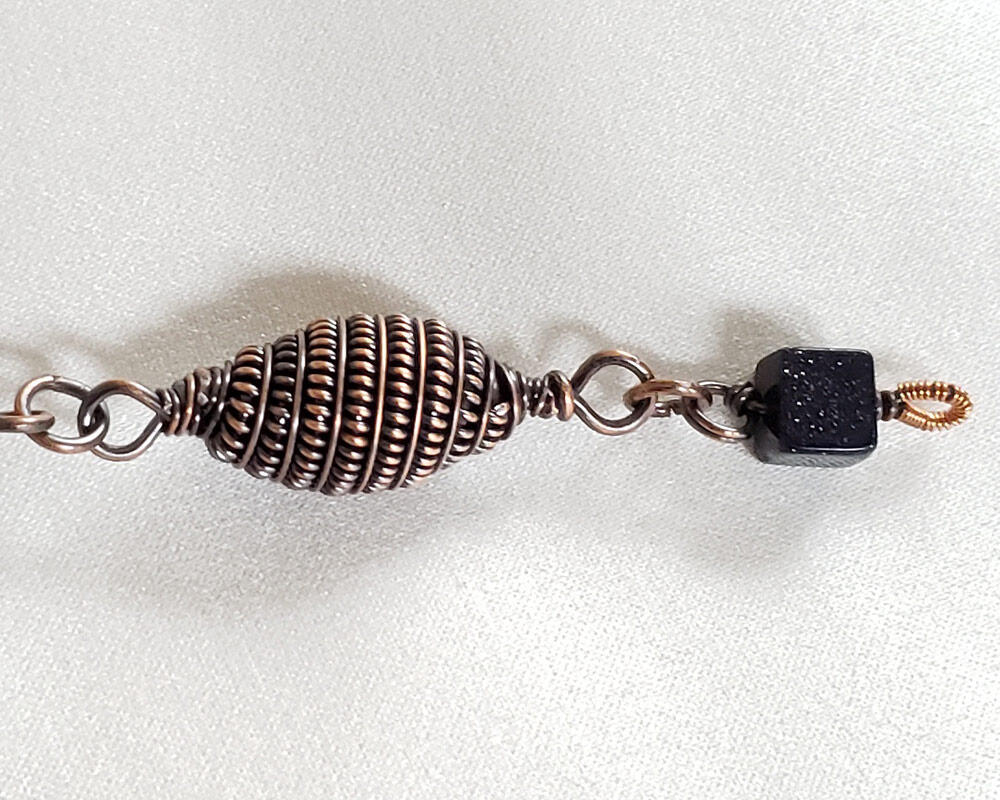 Galaxy Statement Necklace, Copper Wire Wrapped Nuummite