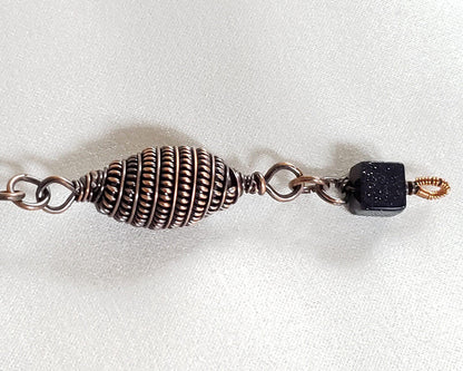 Galaxy Statement Necklace, Copper Wire Wrapped Nuummite