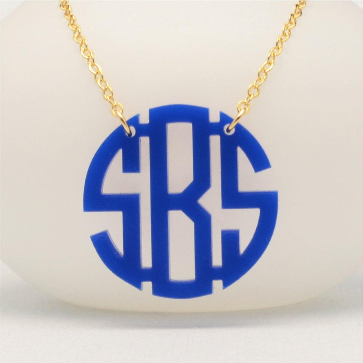 Circle Monogram Acrylic Necklace, Small 1.25 Inches Wide