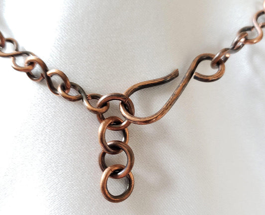 Copper Necklace and Matching Earrings with Rose Quartz Accents