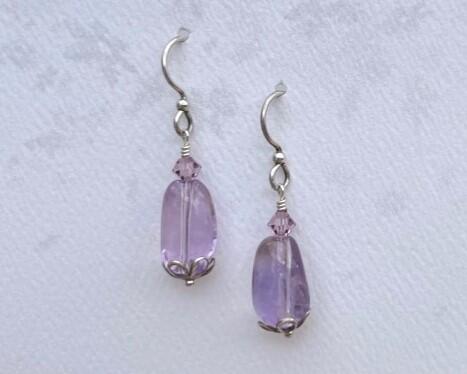 Amethyst Beaded Necklace with Sterling Heart Clasp