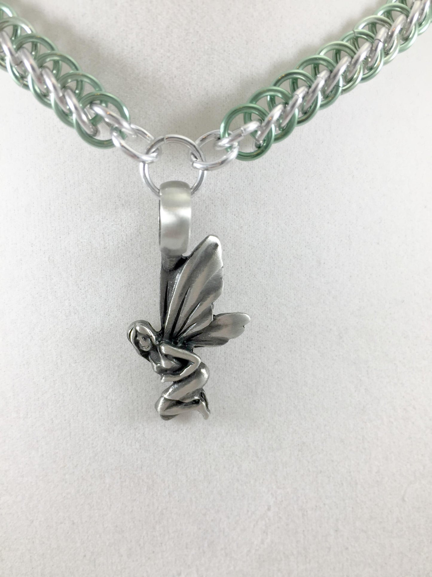 Fairy Pendant Necklace, Half Persian Chainmaille, Nickel Free, 18-26 Inch