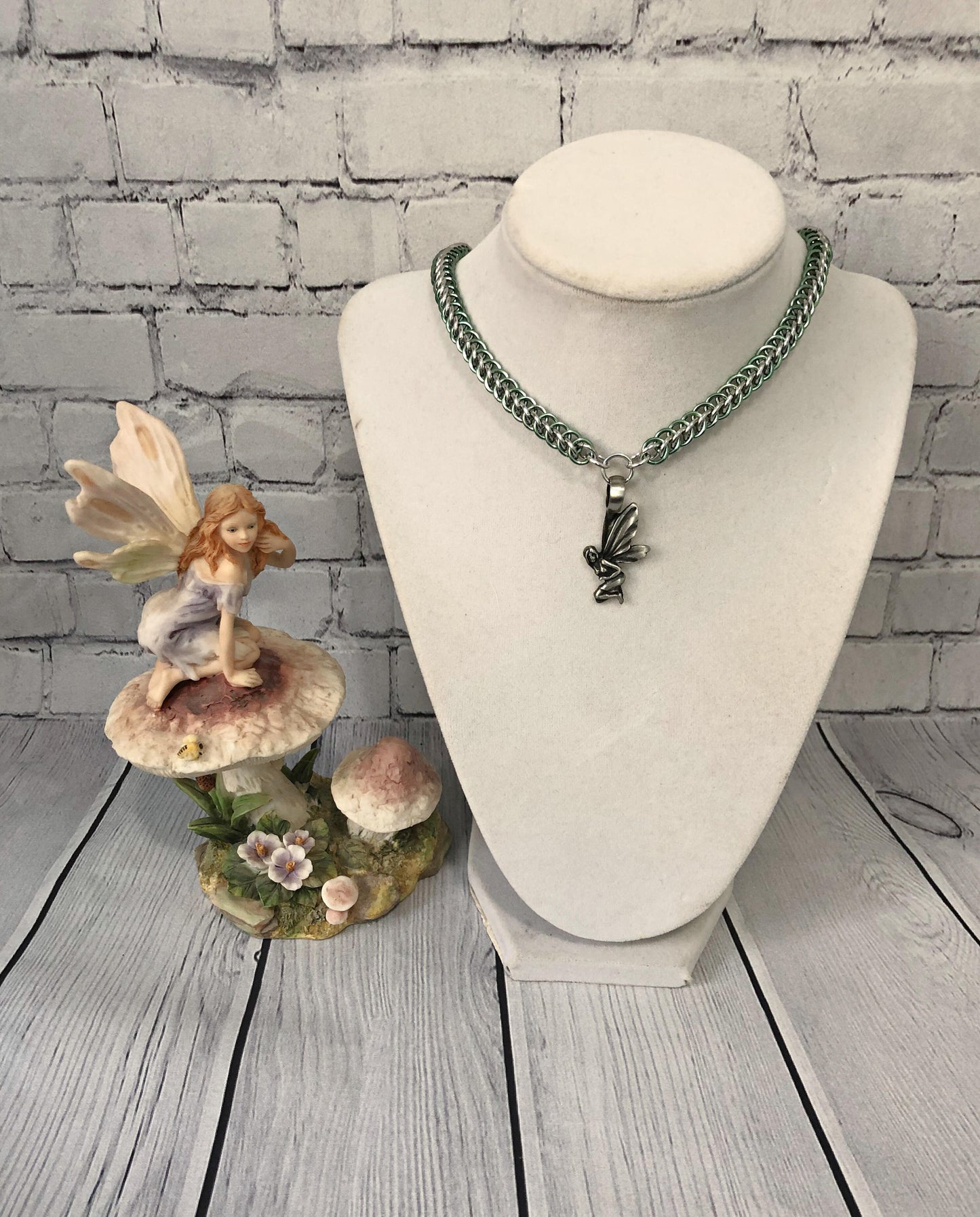 Fairy Pendant Necklace, Half Persian Chainmaille, Nickel Free, 18-26 Inch