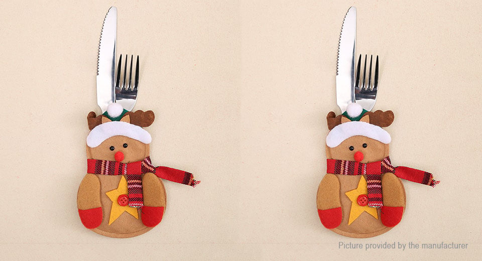 Santa Claus/Snowman Heart Cutlery Tableware Holder Christmas Decor