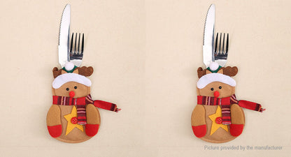 Santa Claus/Snowman Heart Cutlery Tableware Holder Christmas Decor
