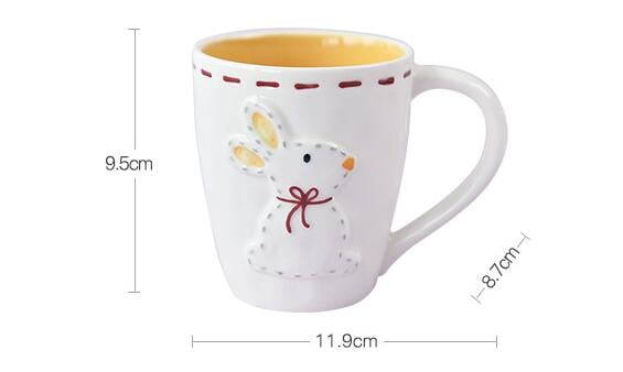 High temperature relief three-dimensional cartoon rabbit mug and spoon set