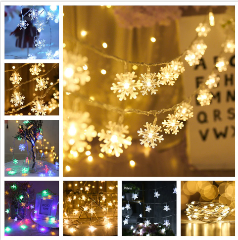 Snowflakes String Light LED Christmas Decor for Home Hanging Garland Christmas