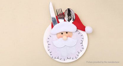 4 Pcs WHite Santa Cutlery Holder Christmas Decor