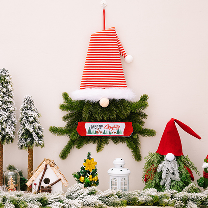 Christmas Decorations - No-face Doll Tree Hanging Ornaments, Christmas Elf Floral Wreath, Holiday Hanging Ornament