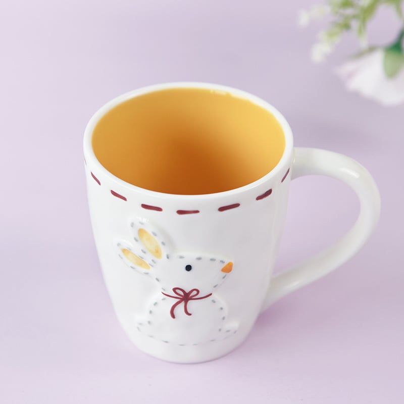 High temperature relief three-dimensional cartoon rabbit mug and spoon set