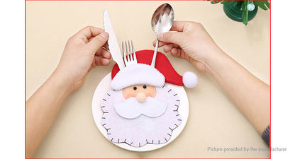 4 Pcs WHite Santa Cutlery Holder Christmas Decor