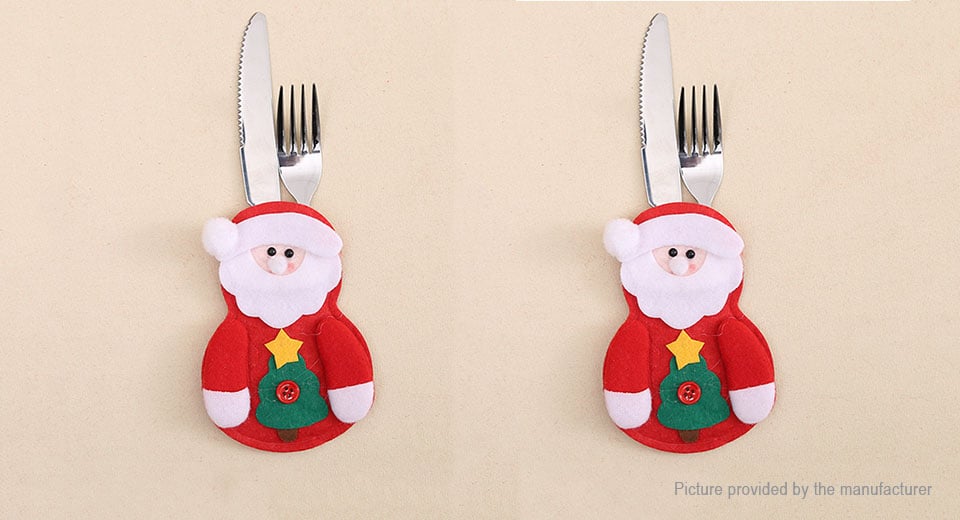 Santa Claus/Snowman Heart Cutlery Tableware Holder Christmas Decor