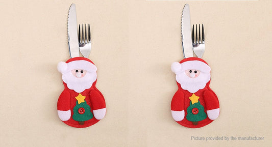 Santa Claus/Snowman Heart Cutlery Tableware Holder Christmas Decor