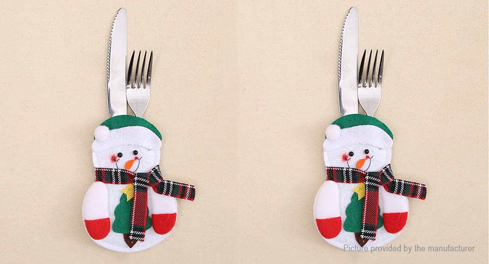 Santa Claus/Snowman Heart Cutlery Tableware Holder Christmas Decor