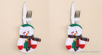 Santa Claus/Snowman Heart Cutlery Tableware Holder Christmas Decor