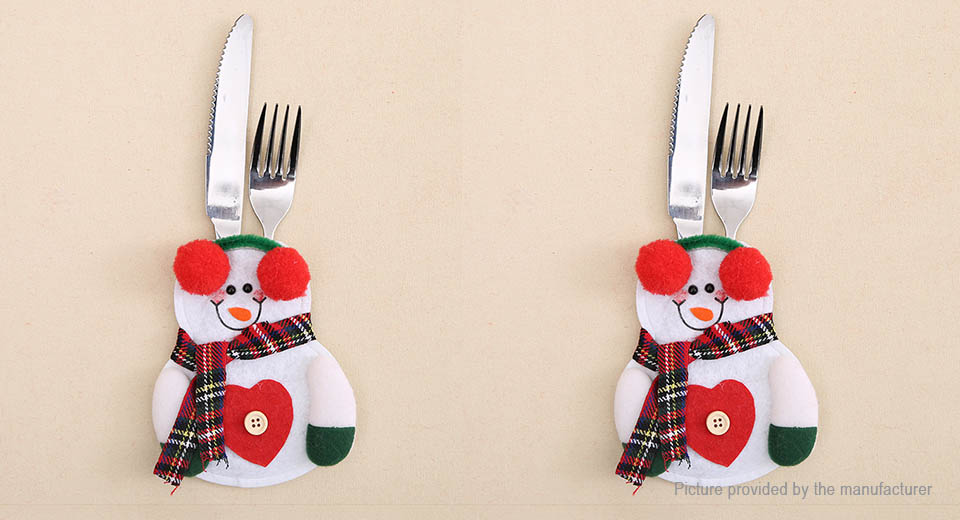 Santa Claus/Snowman Heart Cutlery Tableware Holder Christmas Decor