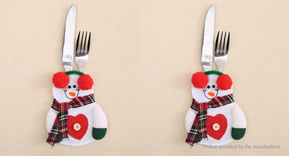 Santa Claus/Snowman Heart Cutlery Tableware Holder Christmas Decor