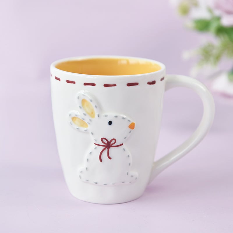 High temperature relief three-dimensional cartoon rabbit mug and spoon set
