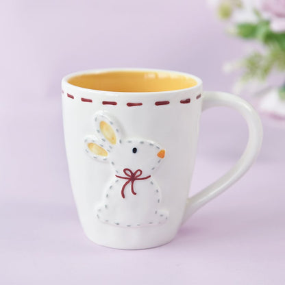 High temperature relief three-dimensional cartoon rabbit mug and spoon set
