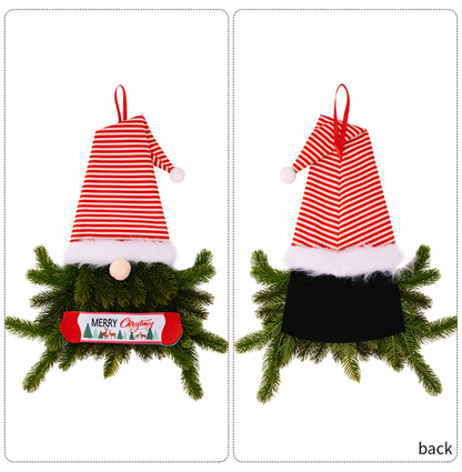 Christmas Decorations - No-face Doll Tree Hanging Ornaments, Christmas Elf Floral Wreath, Holiday Hanging Ornament