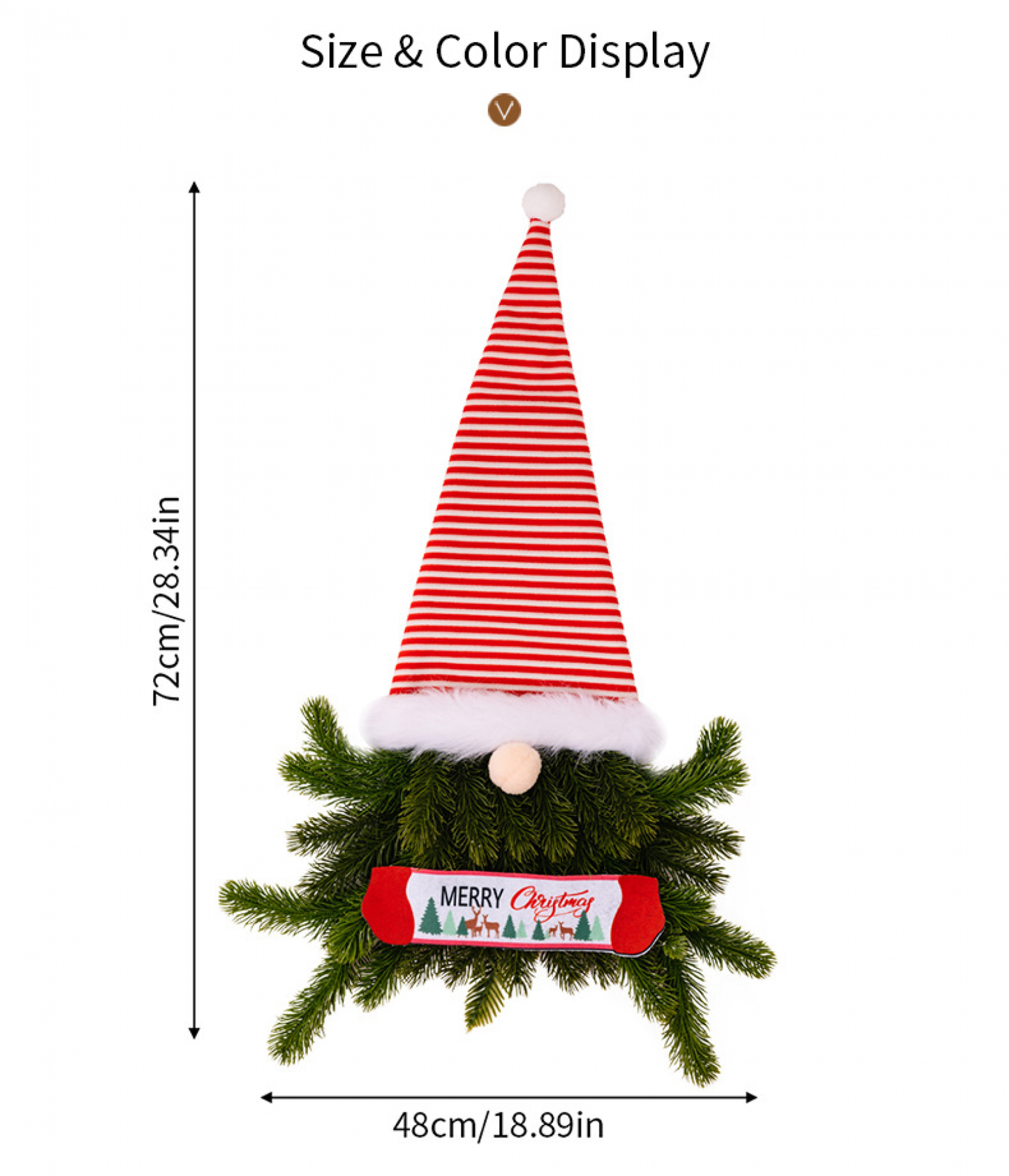 Christmas Decorations - No-face Doll Tree Hanging Ornaments, Christmas Elf Floral Wreath, Holiday Hanging Ornament