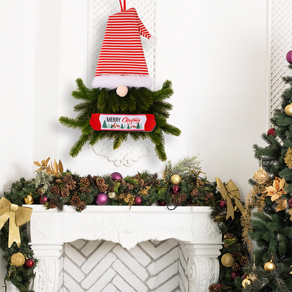 Christmas Decorations - No-face Doll Tree Hanging Ornaments, Christmas Elf Floral Wreath, Holiday Hanging Ornament