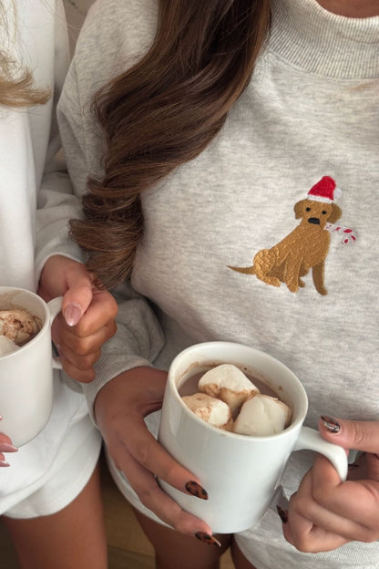 Mockneck Santa Paws Pullover - Heather Grey