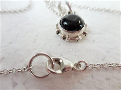 Black onyx pendant necklace, 925 sterling silver pendant with black onyx on sterling silver rolo chain, Unique Necklace, Gift for Her