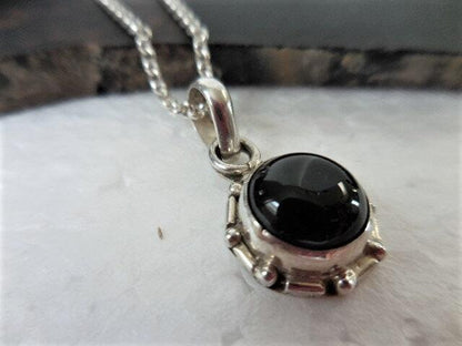 Black onyx pendant necklace, 925 sterling silver pendant with black onyx on sterling silver rolo chain, Unique Necklace, Gift for Her