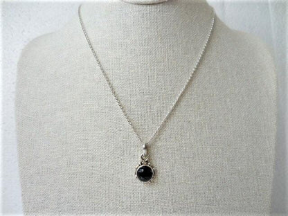 Black onyx pendant necklace, 925 sterling silver pendant with black onyx on sterling silver rolo chain, Unique Necklace, Gift for Her