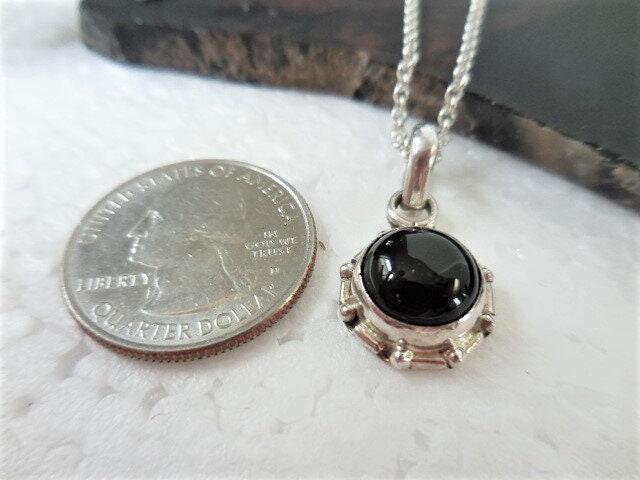 Black onyx pendant necklace, 925 sterling silver pendant with black onyx on sterling silver rolo chain, Unique Necklace, Gift for Her