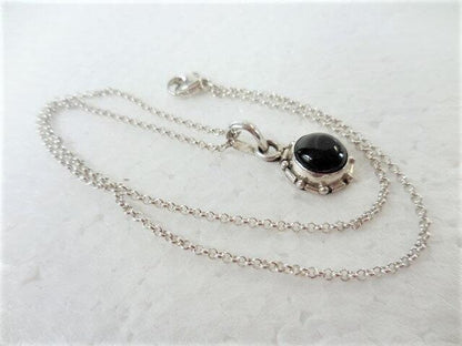 Black onyx pendant necklace, 925 sterling silver pendant with black onyx on sterling silver rolo chain, Unique Necklace, Gift for Her