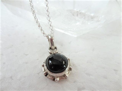 Black onyx pendant necklace, 925 sterling silver pendant with black onyx on sterling silver rolo chain, Unique Necklace, Gift for Her