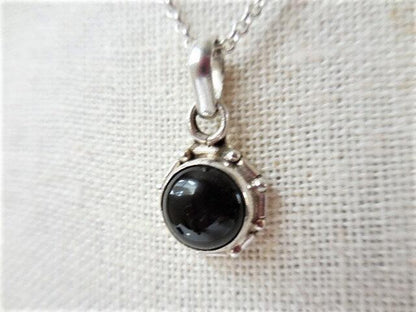 Black onyx pendant necklace, 925 sterling silver pendant with black onyx on sterling silver rolo chain, Unique Necklace, Gift for Her